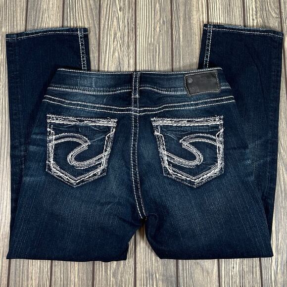 Silver Suki Mid Capri Fluid Denim Sz 29x22.5 Distressed Slim Straight Fashion - Picture 1 of 8
